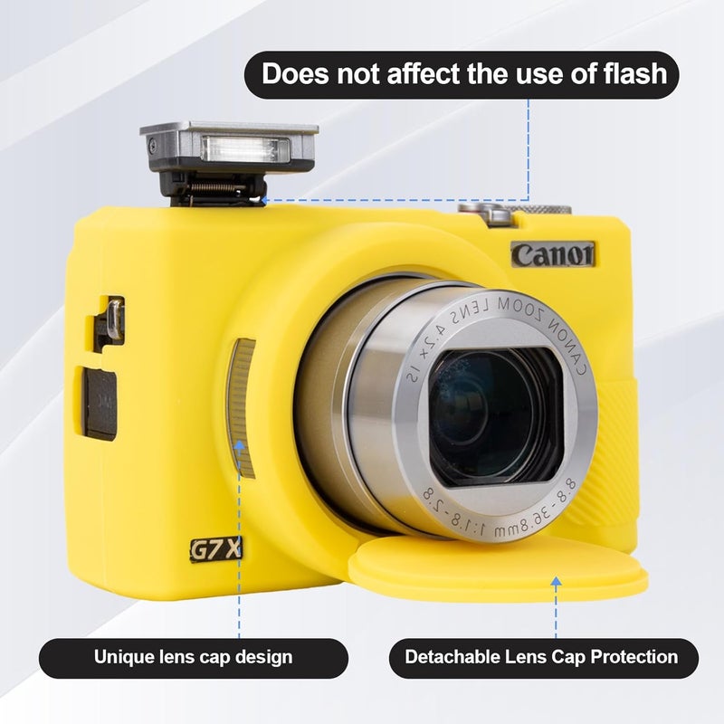 Rieibi Silicone Case for Canon G7X Mark III Case, G7X Mark III Accessories with 2 pcs sreen Protectors,Detachable Lens Cover for Canon G7X Mark III Cover - Image 3